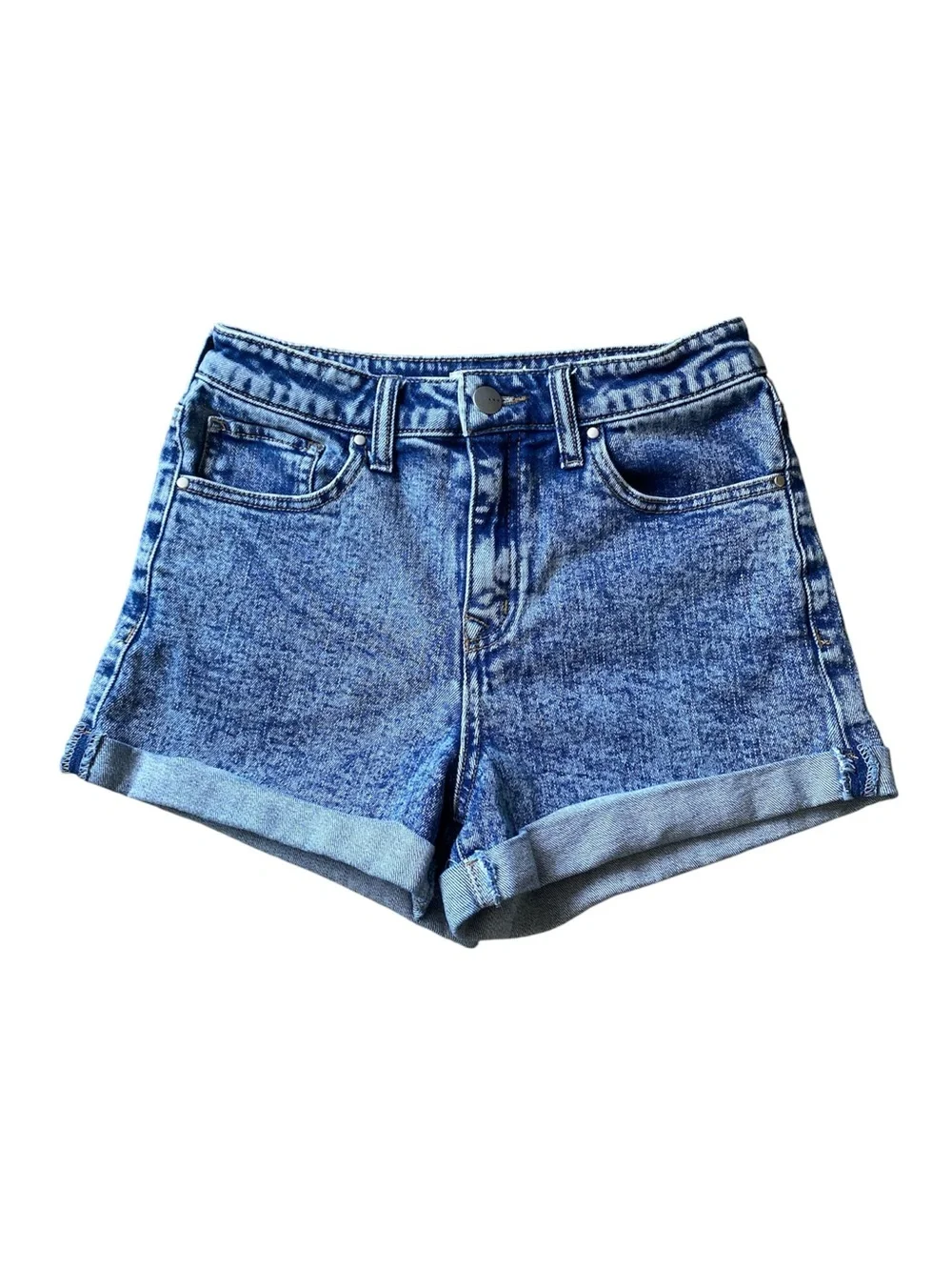 High-Rise Blue Denim Jean Shorts